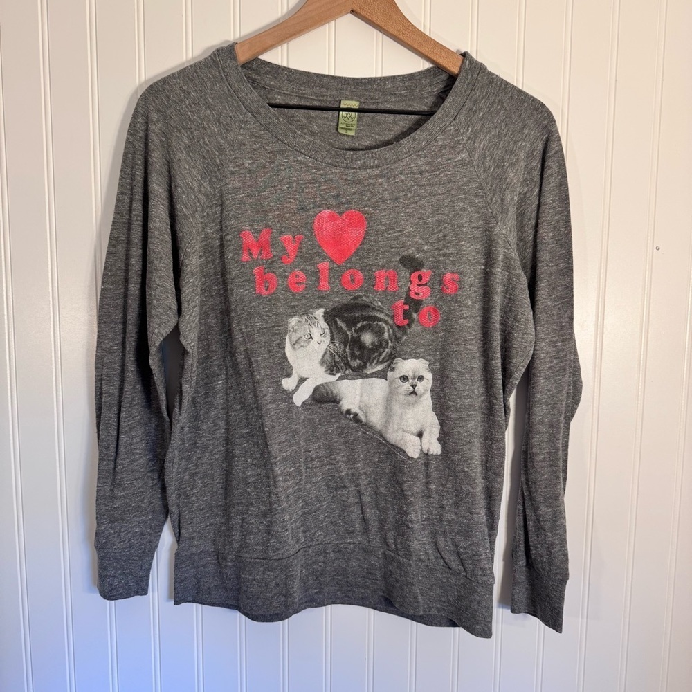 Alternative Earth Taylor Swift Cat Long Sleeve Shirt Gray Size Large